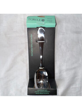 NIP Towle Living Basic Premium Stainless Steel Pierced Tablespoon Serving Spoon